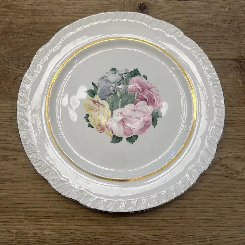 5 Piece Vintage American Limoges Janis R132 22k Gold Serving Bowl,  Plate-3 bowl